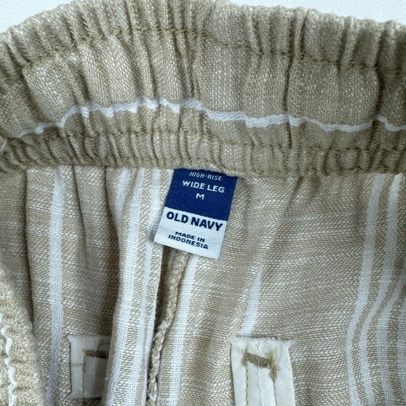 Old Navy High Rise Wide Leg Linen Blend Pull On Pants W/Pockets Womens Medium - Picture 5 of 13